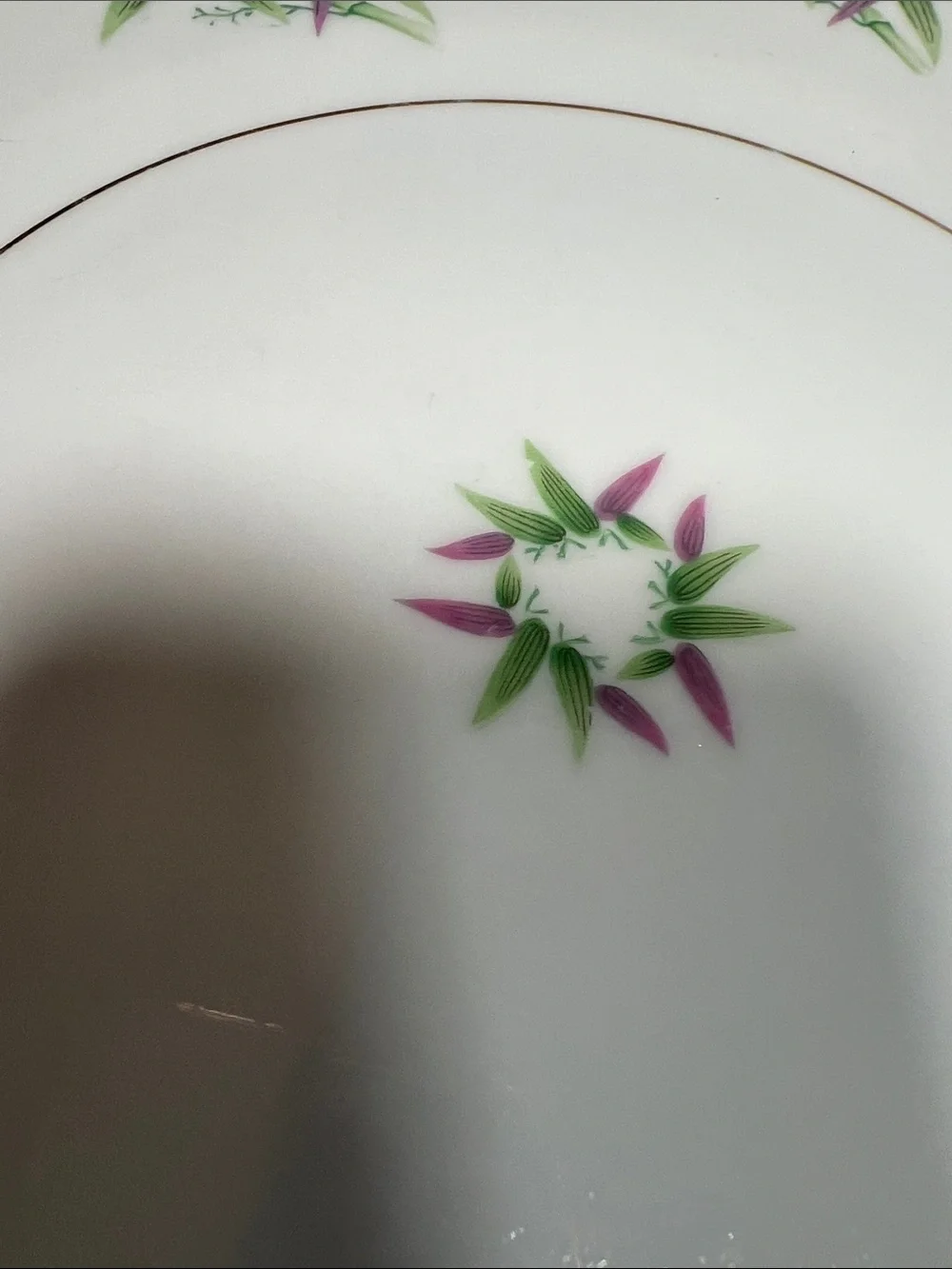 Vtg Harmony House Green Purple Bamboo Mandarin Plate Platter Gravy Boat Japan